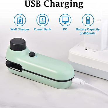 Mini Bag Sealer 2-in-1 – USB Rechargeable Heat Sealer & Cutter for Food Bags, Chips & Snacks